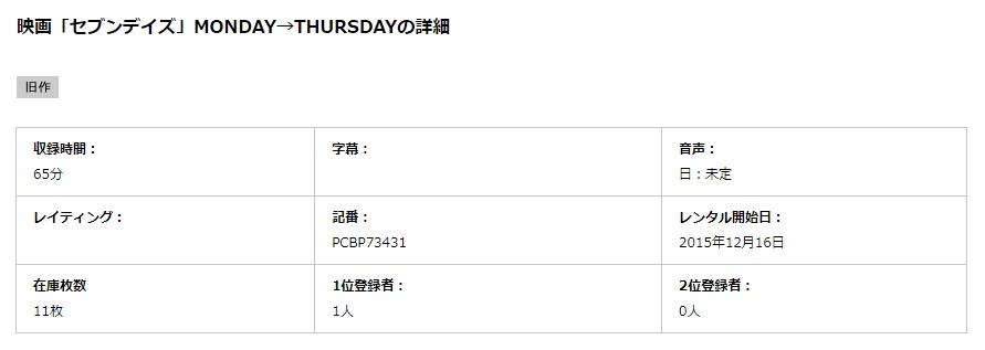 セブンデイズ MONDAY→THURSDAY
