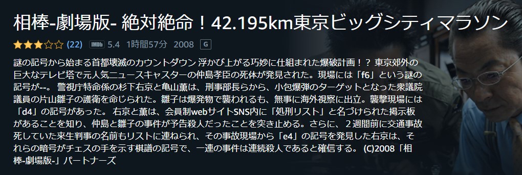 相棒 -劇場版- 絶体絶命! 42.195km 東京ビッグシティマラソン