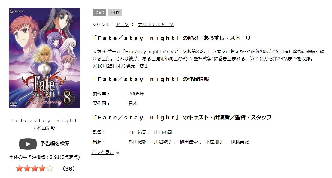 Fate/stay night（フェイト ステイナイト）