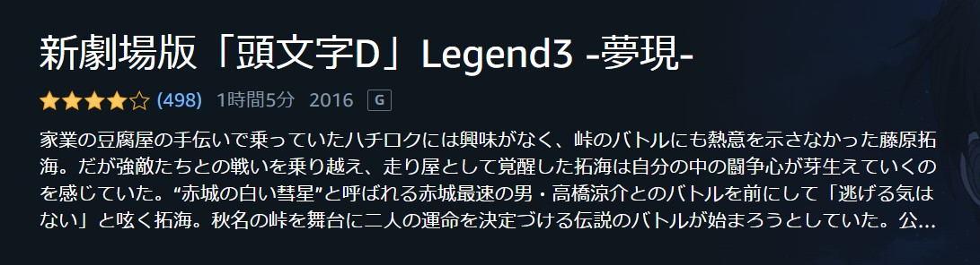 新劇場版 頭文字[イニシャル]D Legend 3 -夢現-